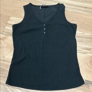 Black Sleeveless Ribbed Top